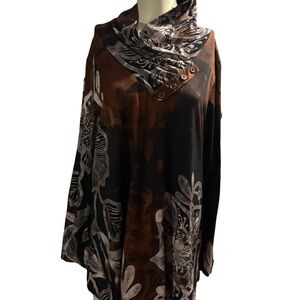 Elegant Brown Floral Women's Tunic